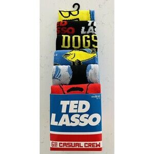 NEW In Box Mens Ted Lasso 6 Pack of Socks Funny Birthday Gift Size 8-12